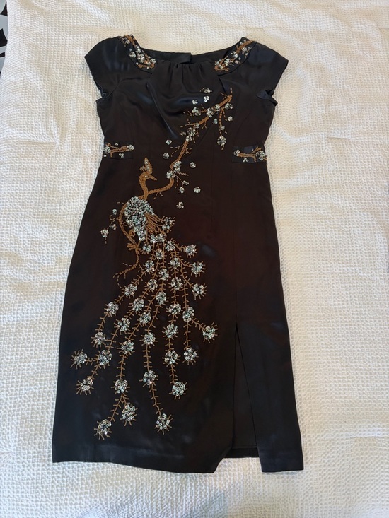 Nanette Lepore Dresses & Skirts - Nanette Lepore Black Midi Dress with Gold & Silver Embroidery